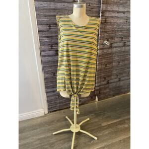 New! Elizabeth Yellow Striped Women's Sleeveless Pullover Tank Top 3X